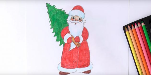 Как нарисовать Деда Мороза: красивые новогодние рисунки